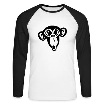 Singe mignon - T-shirt baseball manches longues Homme - blanc/noir - Devant - Nik (191cm)
