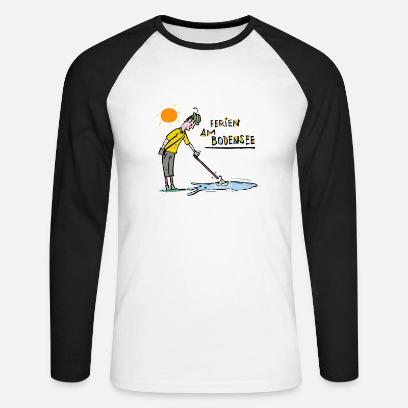 Bodensee, - Unisex Baseballshirt langarm - Weiß/Schwarz