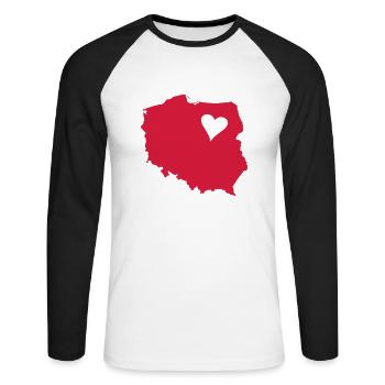 Polska Home Polnisch Polen Geschenk - Unisex Baseballshirt langarm - Weiß/Schwarz - Vorne - Nik (191cm)