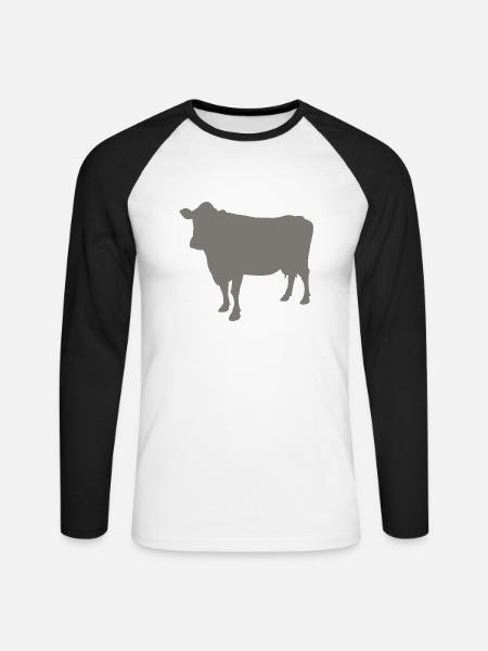 Kuh - Unisex Baseballshirt langarm - Weiß/Schwarz