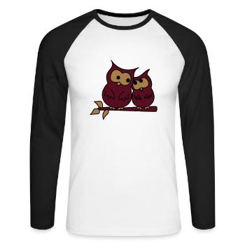 owls in love - Unisex Baseballshirt langarm - Weiß/Schwarz - Vorne - Nik (191cm)