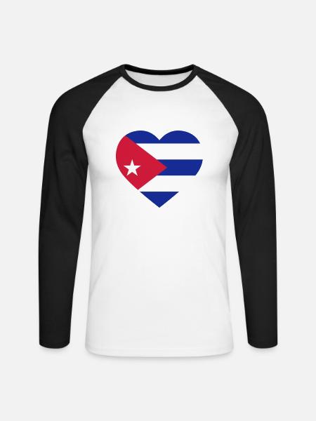 Cuba Heart - Unisex Baseballshirt langarm - Weiß/Schwarz