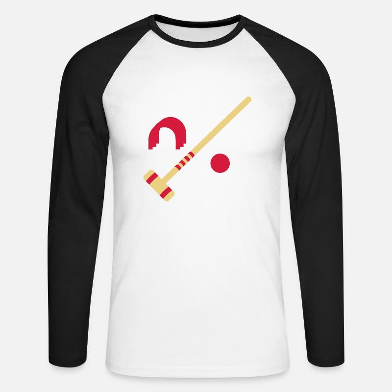 Krocket - Unisex Baseballshirt langarm - Weiß/Schwarz