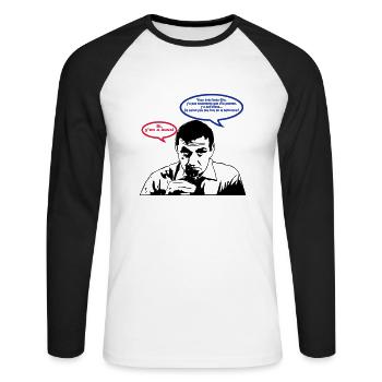 si y'en a aussi lino ventura - T-shirt baseball manches longues Homme - blanc/noir - Devant - Nik (191cm)