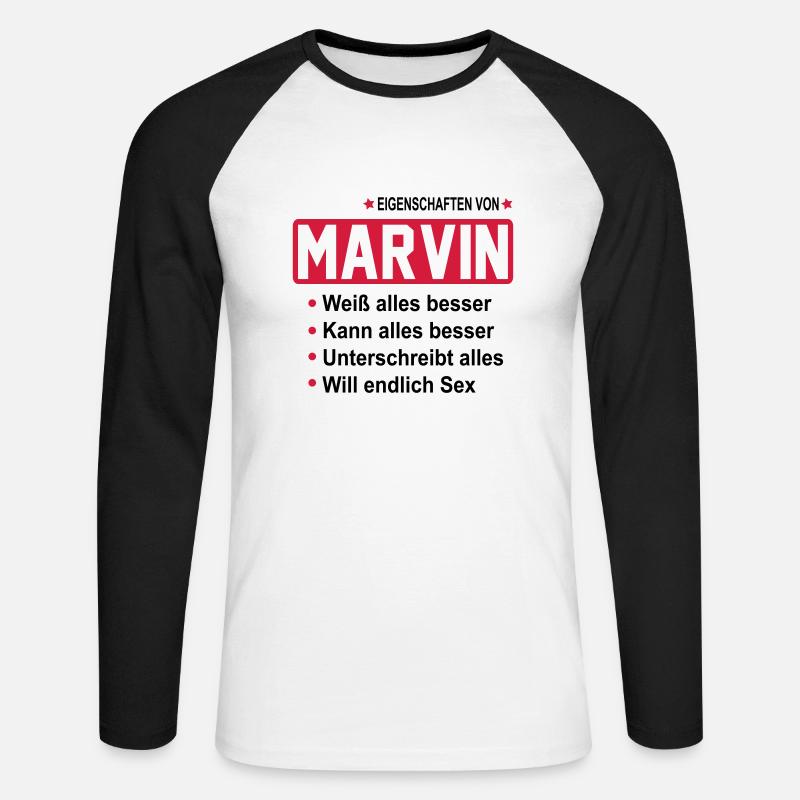 marvin - Unisex Baseballshirt langarm - Weiß/Schwarz
