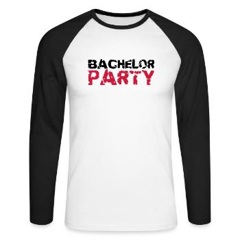 Bachelor Party Stempel Design - Unisex Long Sleeve Baseball T-Shirt - white/black - Front - Nik (191cm)