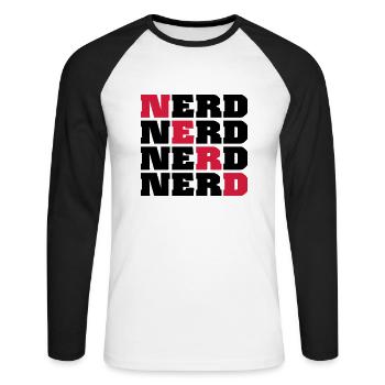 Nerd - Långärmad basebolltröja herr - vit/svart - Fram - Nik (191cm)