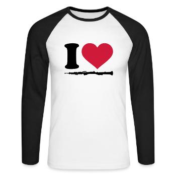 Oboe - Unisex Baseballshirt langarm - Weiß/Schwarz - Vorne - Nik (191cm)