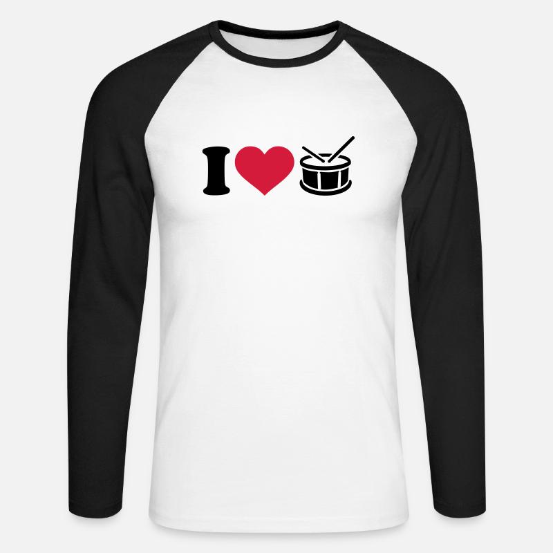 Trommel - Unisex Baseballshirt langarm - Weiß/Schwarz