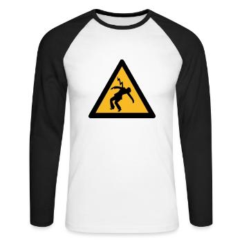 elektriker blitzschlag signalisiert gefahr - Unisex Baseballshirt langarm - Weiß/Schwarz - Vorne - Nik (191cm)