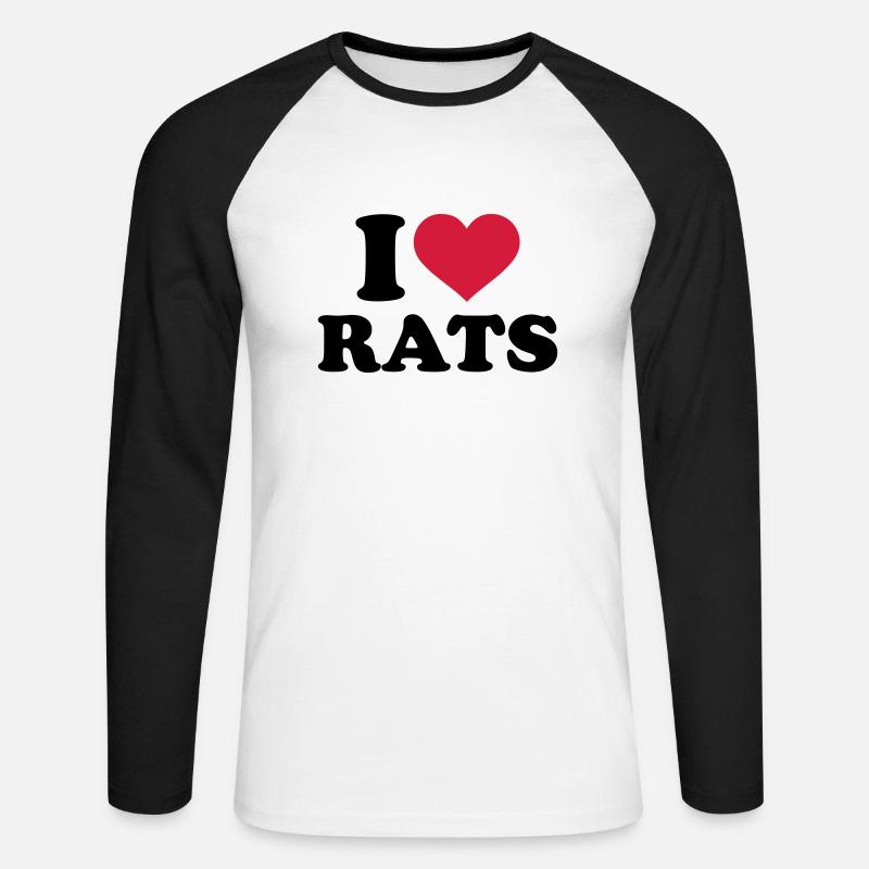 Ratte - Unisex Baseballshirt langarm - Weiß/Schwarz