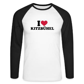 I love Kitzbühel - Unisex Long Sleeve Baseball T-Shirt - white/black - Front - Nik (191cm)