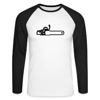 Scie à chaine - T-shirt baseball manches longues Homme - blanc/noir - Devant - Nik (191cm)