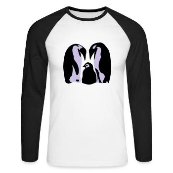 Penguins, Penguin family - Unisex Long Sleeve Baseball T-Shirt - white/black - Front - Nik (191cm)