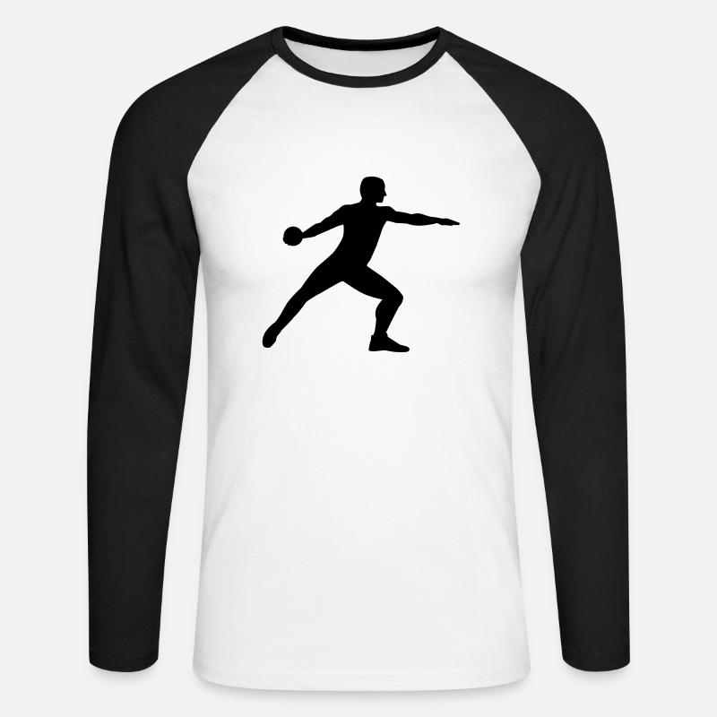 Diskuswerfen - Unisex Baseballshirt langarm - Weiß/Schwarz