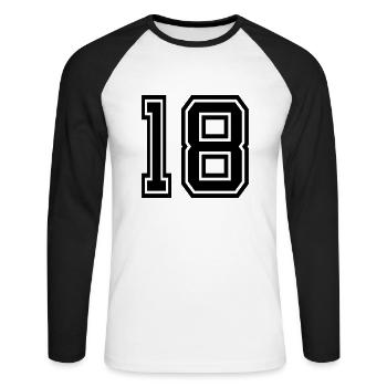 18 - Unisex Baseballshirt langarm - Weiß/Schwarz - Vorne - Nik (191cm)