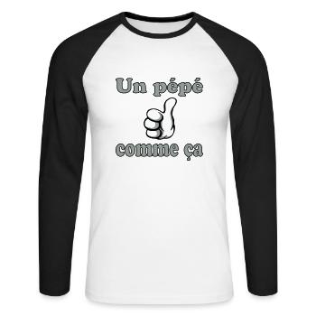 Un pépé comme ça - Unisex Baseballshirt langarm - Weiß/Schwarz - Vorne - Nik (191cm)
