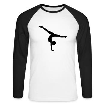 Gymnastic Bodenturnen Kunstturnen Sport turnen - Unisex Baseballshirt langarm - Weiß/Schwarz - Vorne - Nik (191cm)