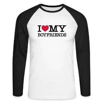 I Love My Boyfriends - Unisex Baseballshirt langarm - Weiß/Schwarz - Vorne - Nik (191cm)
