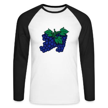 beaucoup de raisin raisins récolte du vin savoureu - T-shirt baseball manches longues Homme - blanc/noir - Devant - Nik (191cm)