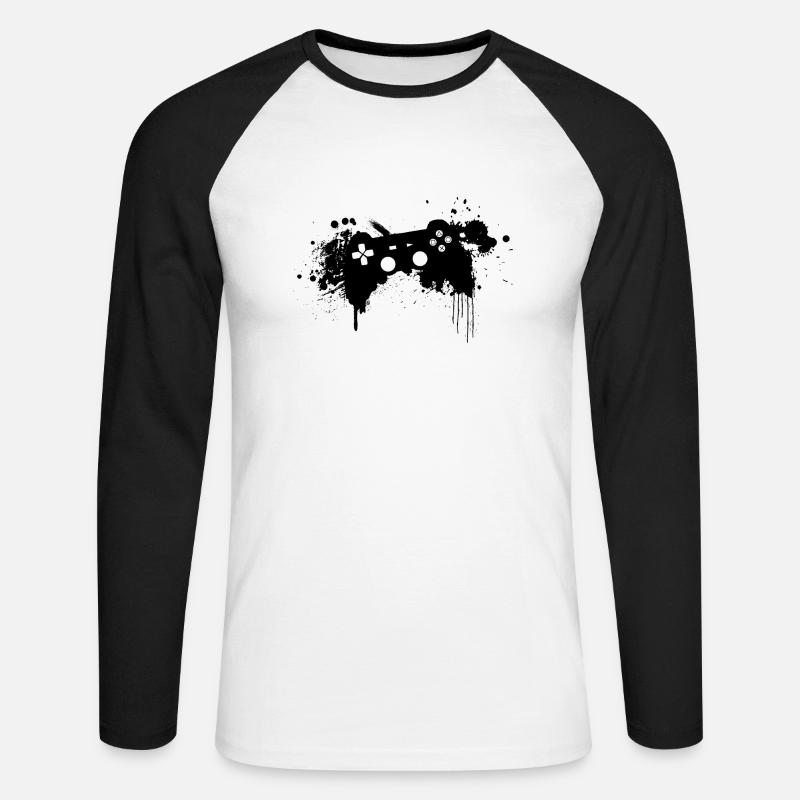 Spielen Sie harte Controller - Unisex Baseballshirt langarm - Weiß/Schwarz