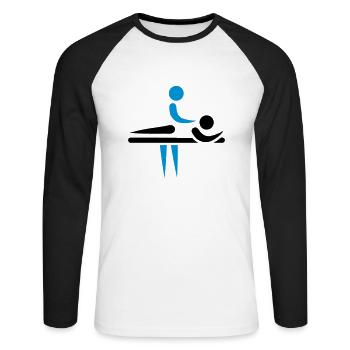 Physiotherapeut - Unisex Baseballshirt langarm - Weiß/Schwarz - Vorne - Nik (191cm)