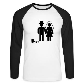 ehepaar - Unisex Baseballshirt langarm - Weiß/Schwarz - Vorne - Nik (191cm)