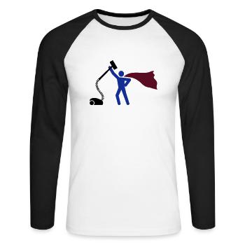 Staub saugen HEH 3 farb Vektor - Unisex Baseballshirt langarm - Weiß/Schwarz - Vorne - Nik (191cm)