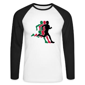 courir - T-shirt baseball manches longues Homme - blanc/noir - Devant - Nik (191cm)