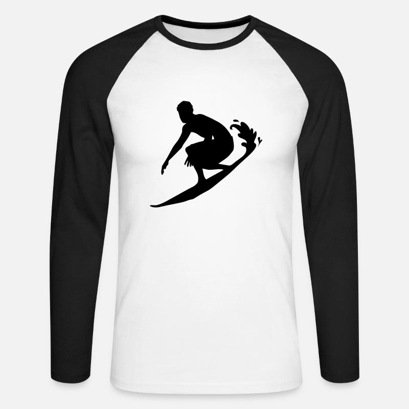 surfer_1 - Unisex Baseballshirt langarm - Weiß/Schwarz