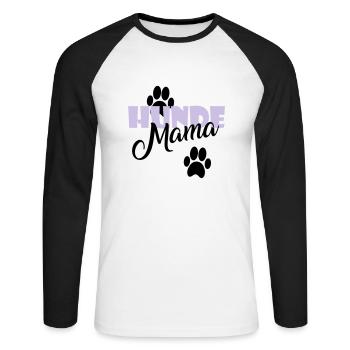 Hunde Mama | Pfote Katze Geschenk Weihnachten - Unisex Baseballshirt langarm - Weiß/Schwarz - Vorne - Nik (191cm)