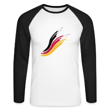 germany flag country proud homeland german tri - Unisex Long Sleeve Baseball T-Shirt - white/black - Front - Nik (191cm)