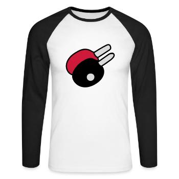 ping pong - Unisex Baseballshirt langarm - Weiß/Schwarz - Vorne - Nik (191cm)