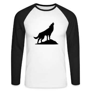 Wolf - Wolkshund (super cheap) - Unisex Long Sleeve Baseball T-Shirt - white/black - Front - Nik (191cm)