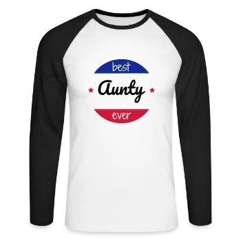 Aunt Aunty Tante Tata Baby Bébé Birth - Unisex Long Sleeve Baseball T-Shirt - white/black - Front - Nik (191cm)