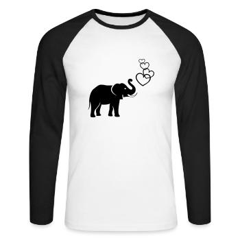 elefanten_love_02 - Unisex Long Sleeve Baseball T-Shirt - white/black - Front - Nik (191cm)