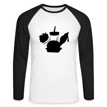 fast food menue eiscreme - Unisex Baseballshirt langarm - Weiß/Schwarz - Vorne - Nik (191cm)