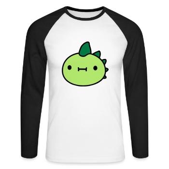dinosaur head face - Unisex Long Sleeve Baseball T-Shirt - white/black - Front - Nik (191cm)
