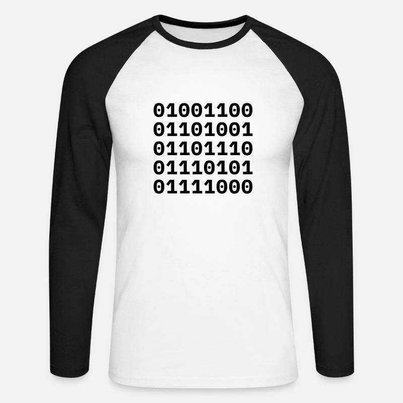 »LINUX« in Binärcode. - Unisex Baseballshirt langarm - Weiß/Schwarz