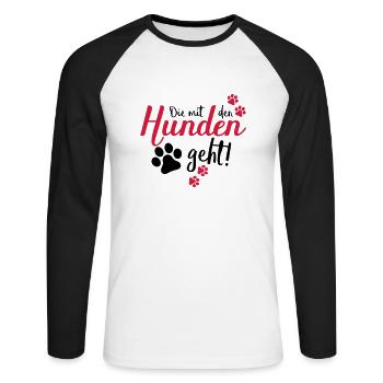 die mit den hunden geht - Unisex Baseballshirt langarm - Weiß/Schwarz - Vorne - Nik (191cm)