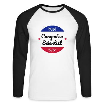 informatique / informaticien / ordinateur / geek - T-shirt baseball manches longues Homme - blanc/noir - Devant - Nik (191cm)