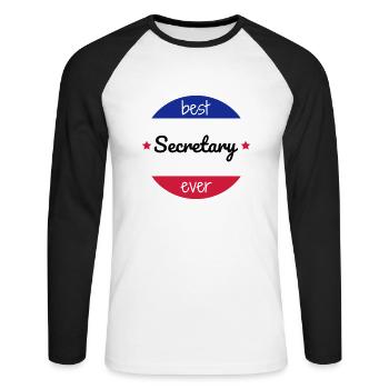 Sekretärin / Sekretariat / Assistenten / Manager - Unisex Baseballshirt langarm - Weiß/Schwarz - Vorne - Nik (191cm)