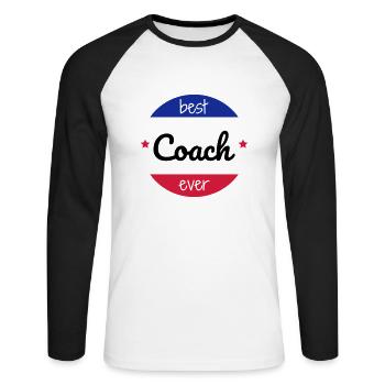 Coach / Coaching / Trainer / Sport - Unisex Baseballshirt langarm - Weiß/Schwarz - Vorne - Nik (191cm)
