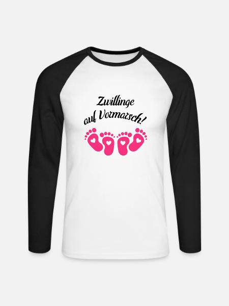 zwillinge auf vormarsch - Unisex Baseballshirt langarm - Weiß/Schwarz
