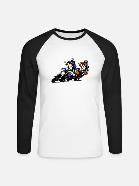 Supermoto - Unisex Baseballshirt langarm - Weiß/Schwarz