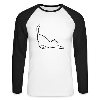 Cat - T-shirt baseball manches longues Homme - blanc/noir - Devant - Nik (191cm)