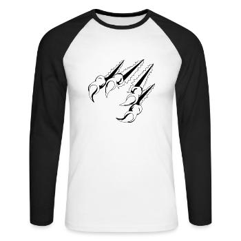 krallen_01 - Unisex Baseballshirt langarm - Weiß/Schwarz - Vorne - Nik (191cm)