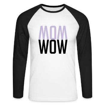 MOM WOW - Fête des Mères pour la meilleure mère - T-shirt baseball manches longues Homme - blanc/noir - Devant - Nik (191cm)