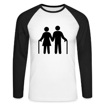ehepaar_opa_und_oma - Unisex Baseballshirt langarm - Weiß/Schwarz - Vorne - Nik (191cm)