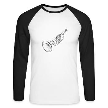 trompette - T-shirt baseball manches longues Homme - blanc/noir - Devant - Nik (191cm)